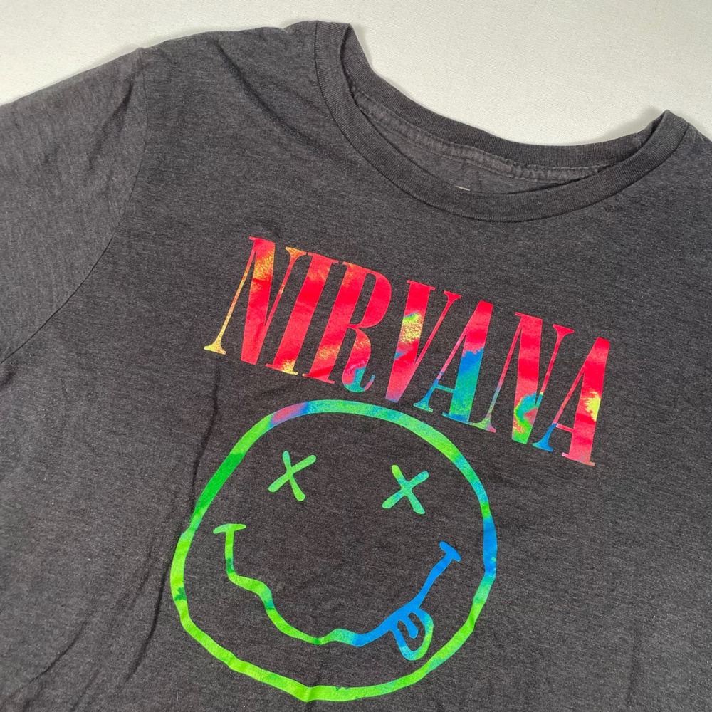 Nirvana Graphic T-Shirt Tie Dye Smiley Face‎ Band Tee 2XL